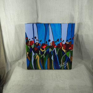 Original Acrylic Painting " Poppy Poles" 16" X 16" By Timothy Designs